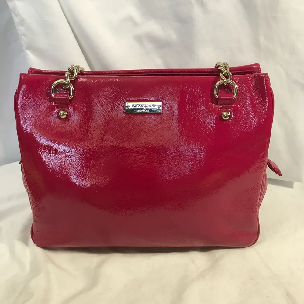 Kate Spade Dark Pink Leather Shoulder Bag with Chain Strap - Picture 1 of 8
